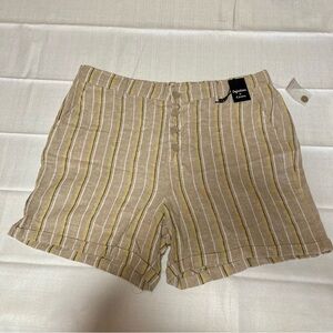 New Women’s Definition by D Jeans Linen Rayon Khaki Stripe Shorts Size: XL NWT